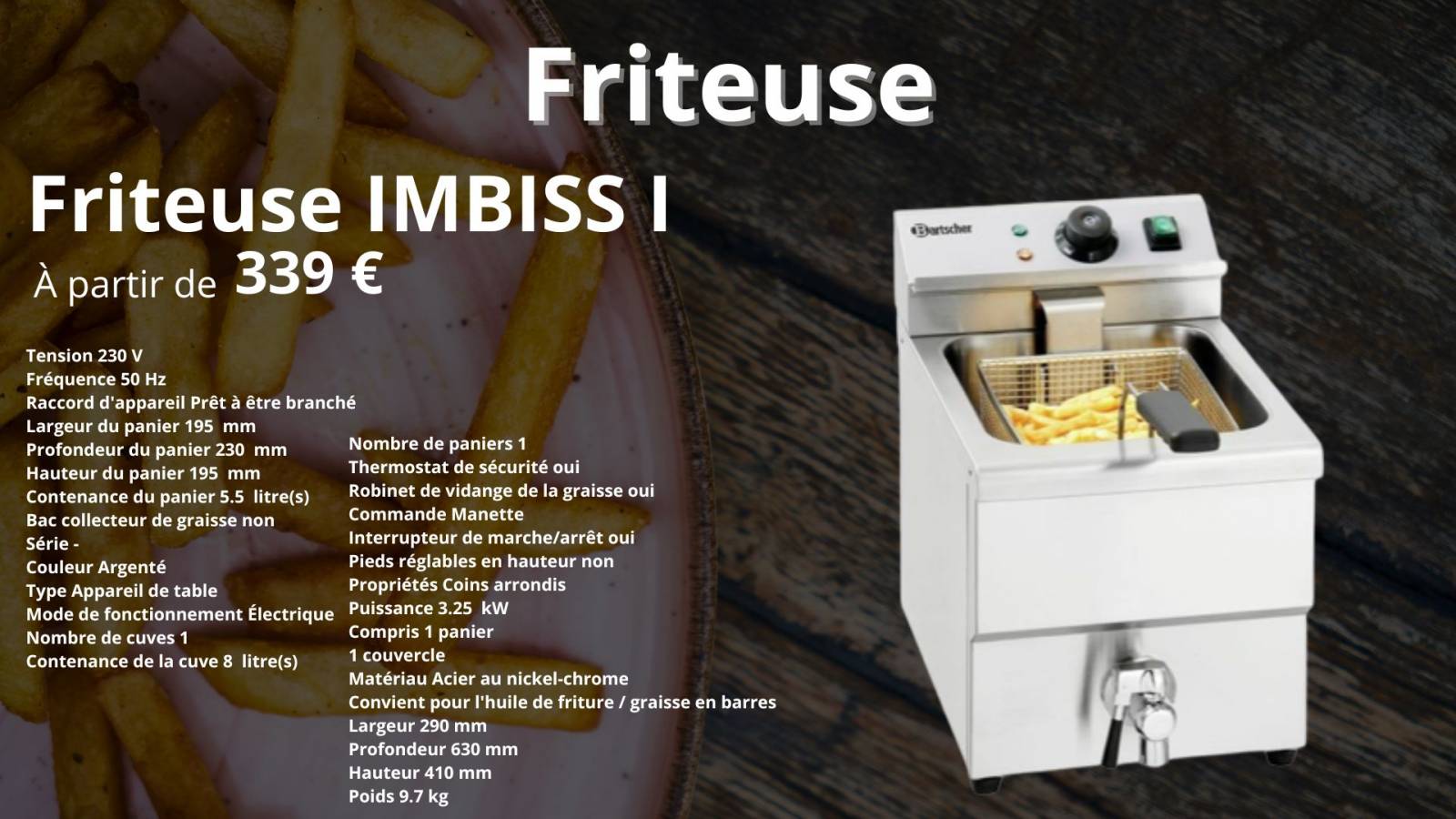Vente de friteuse beignets en acier inoxydable 230 volts Nouméa en Nouvelle-Calédonie