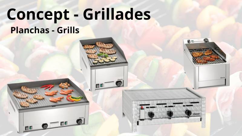 Concept  grillades Sélection d'équipements professionnels pour food truck,  snack ou restaurant pour réaliser des grillades