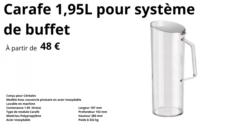 3-Carafe 1,95L pour système de buffet Concept Hôtellerie Petit Déjeuner - Ustensiles essentiels