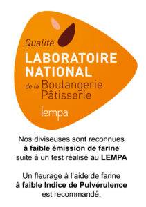 Produit controlé LEMPA Laboratoire national de la boulangerie patisserie pour sa faible émission de farine