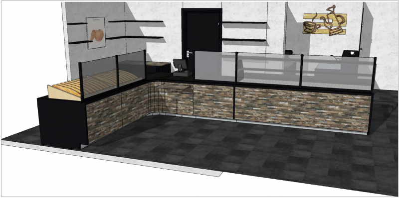 Elévation en 3D Vitrine à Pain