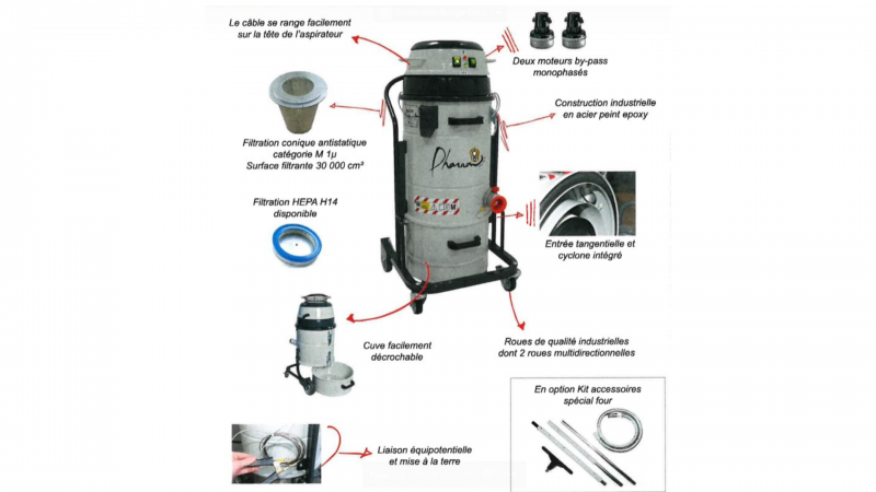 Aspirateur Industriel Monophasé Poussières.